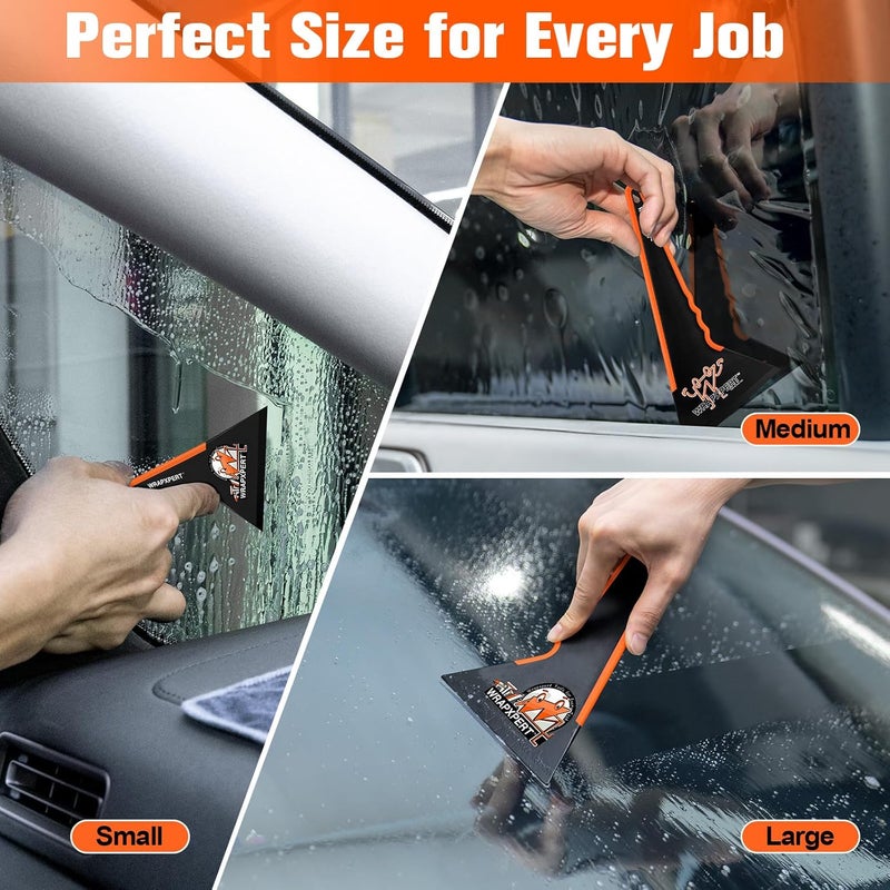 WRAPXPERT Window Tint Tools,3 Pack Window Tint Squeegee Triangle Contour, 3 Different Sizes Tinting Tools for Window, Mirror,Front Windows Rear Glass, Auto Car Glass Film Installation - Image 5